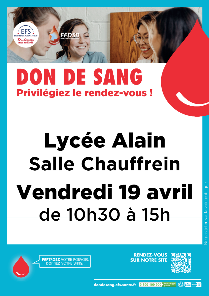Affiche Don du sang du 19.04.2024